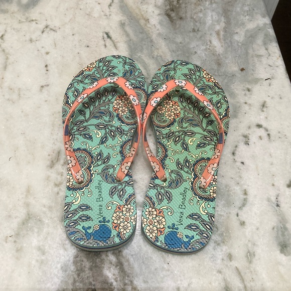 Vera Bradley Teal Paisley Print Flip Flops 6.5 - Picture 4 of 6